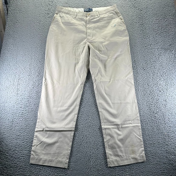 Polo Ralph Lauren Prospect Pant Mens 36x32 Beige Cotton Chino Straight Preppy - Picture 1 of 10